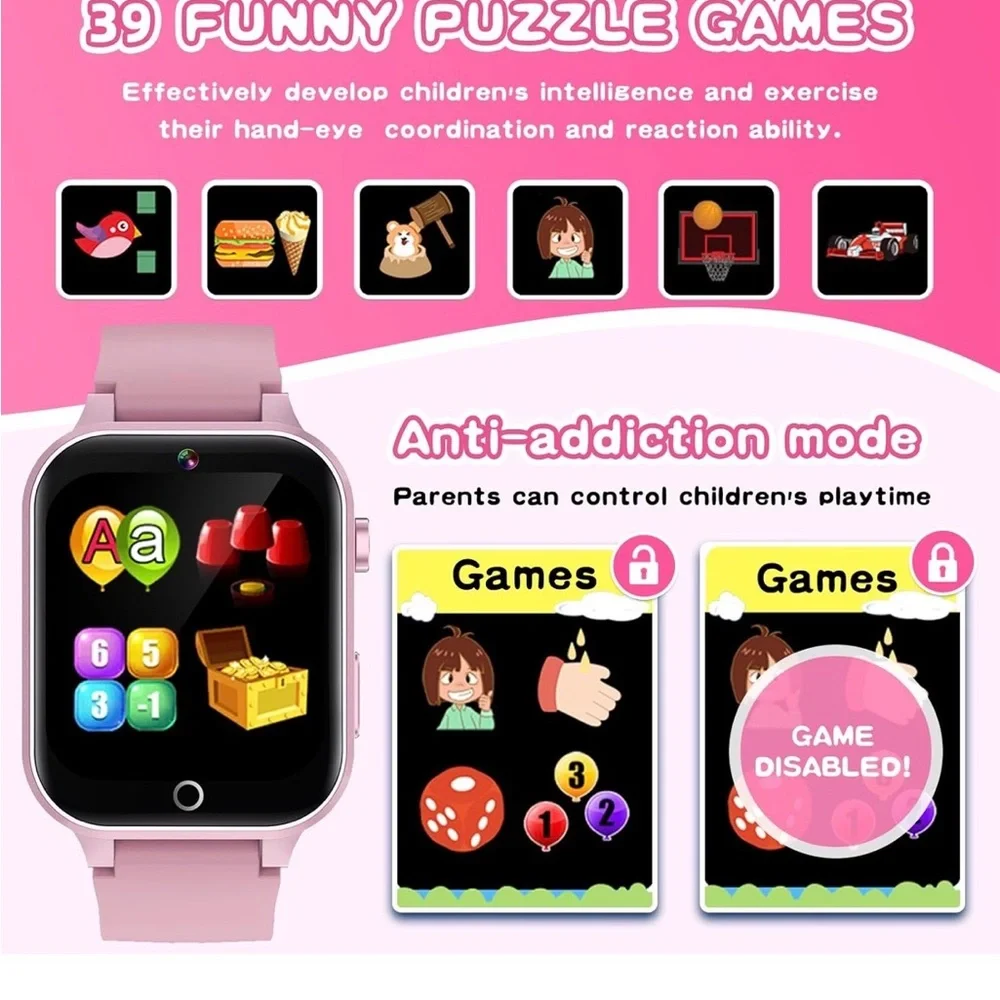 NIB Cosjoype Kids Smartwatch Music,Camera,Games,Touchscreen,Video, Tracker,Pink